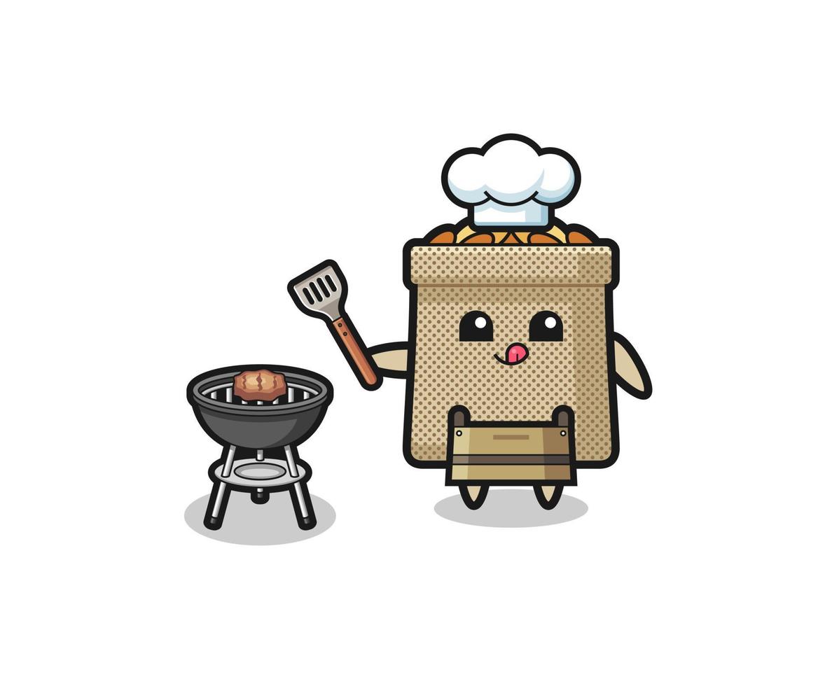 wheat sack barbeque chef with a grill vector