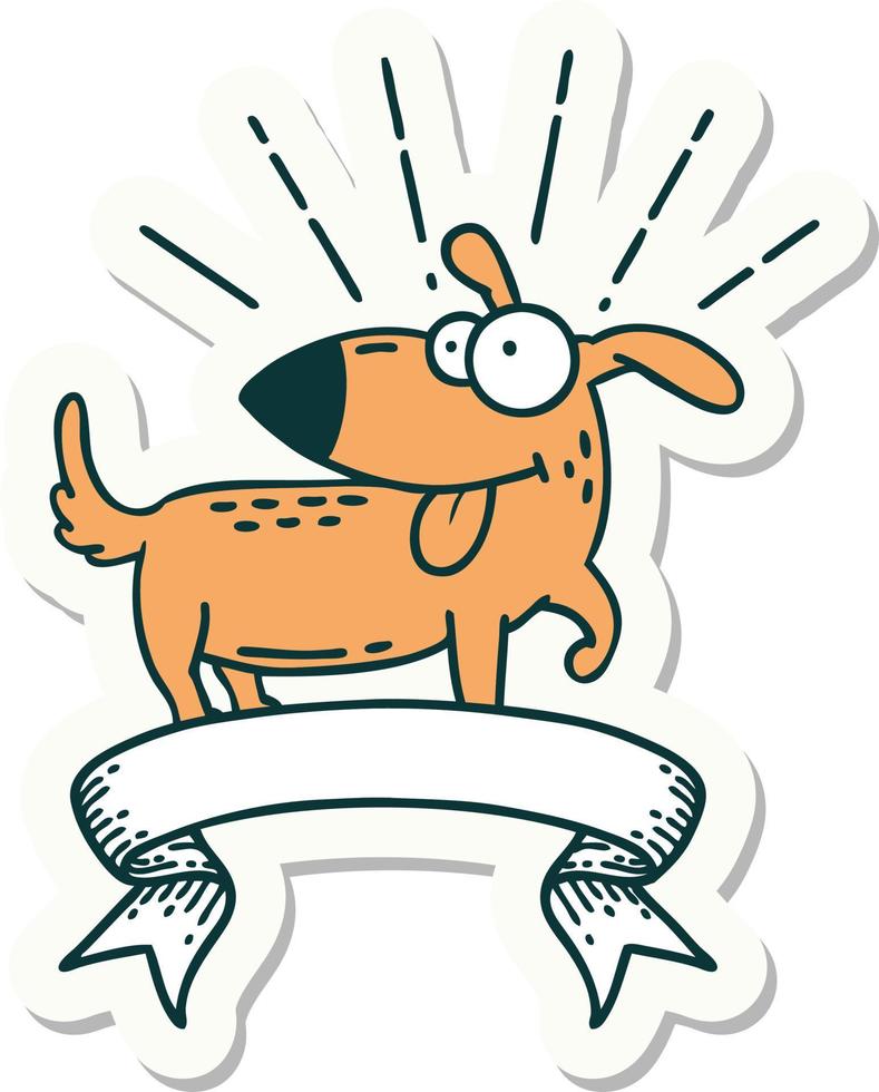 sticker of a tattoo style happy dog vector