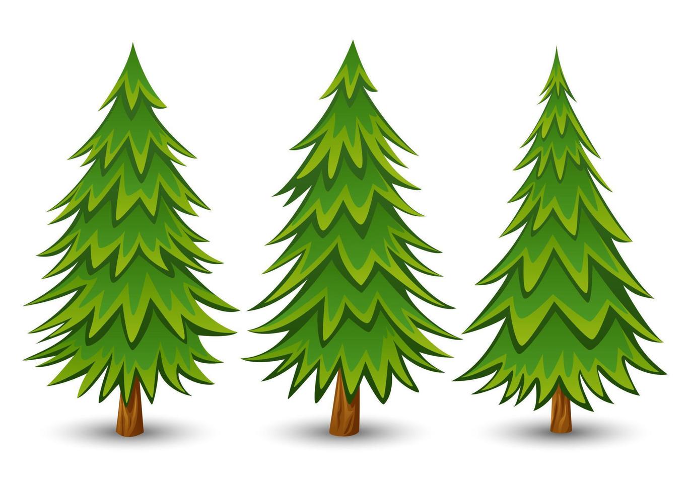 Green Pine trees set on a white background vector