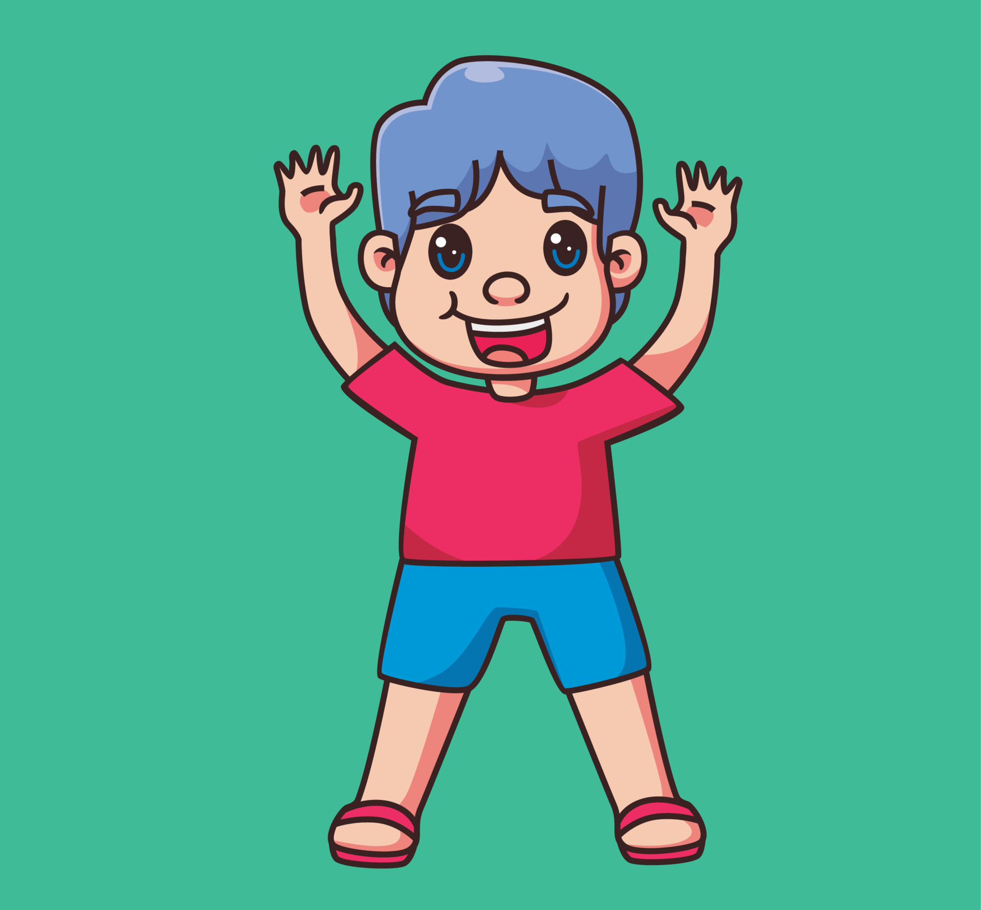 niños saludando manos arriba. ilustración de persona de dibujos animados  aislado. vector de elemento de etiqueta de estilo plano 12070313 Vector en  Vecteezy
