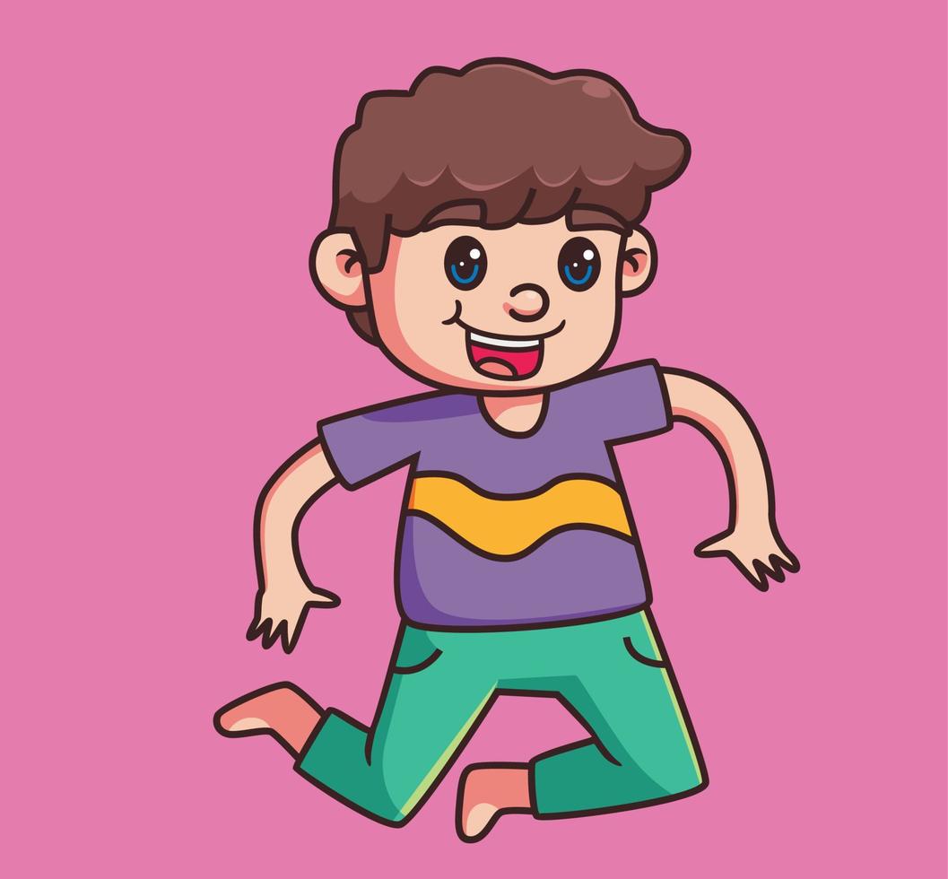 lindos niños saltando. ilustración de persona de dibujos animados aislado. vector de elemento de etiqueta de estilo plano