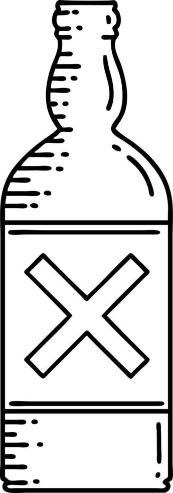 tattoo in black line style of a bottle vector