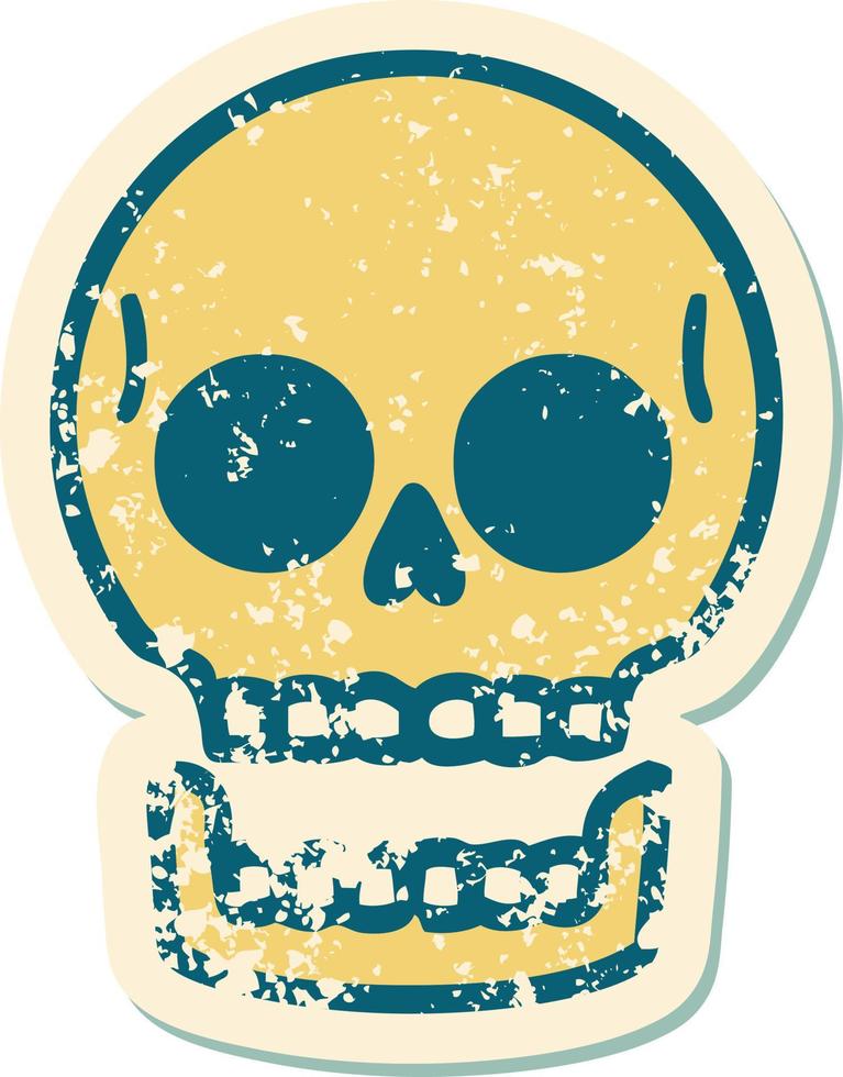 iconic distressed sticker tattoo style image of a skull vector