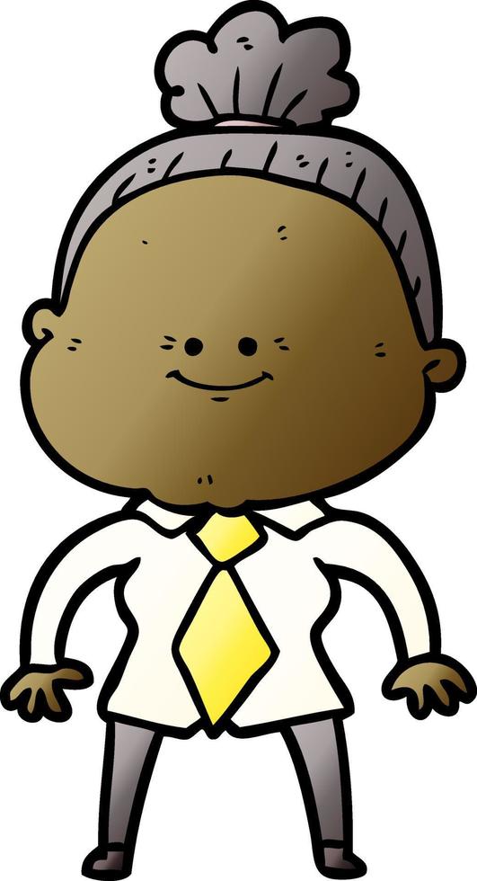 cartoon happy old woman vector