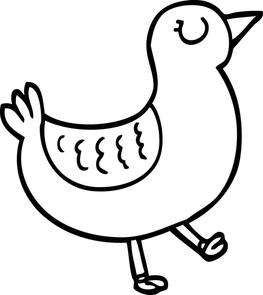 black and white cartoon bird vector