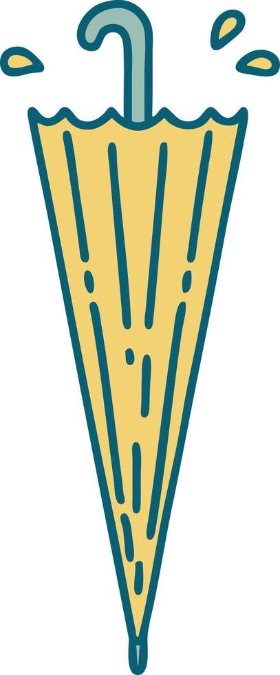 iconic tattoo style image of a closed umbrella vector