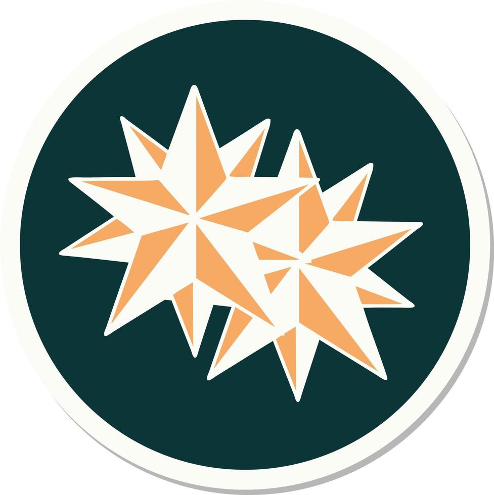 sticker of tattoo in traditional style of stars vector