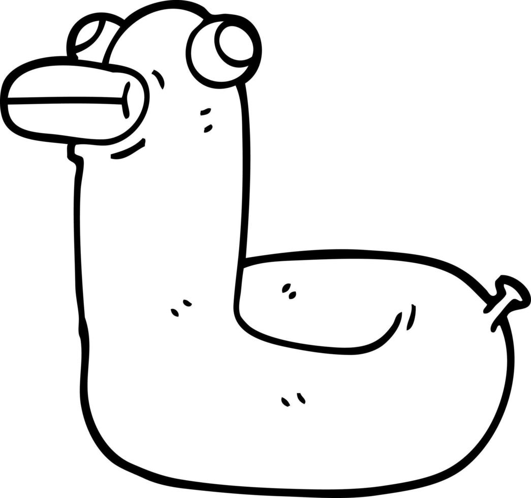 pato de anillo amarillo de dibujos animados en blanco y negro vector