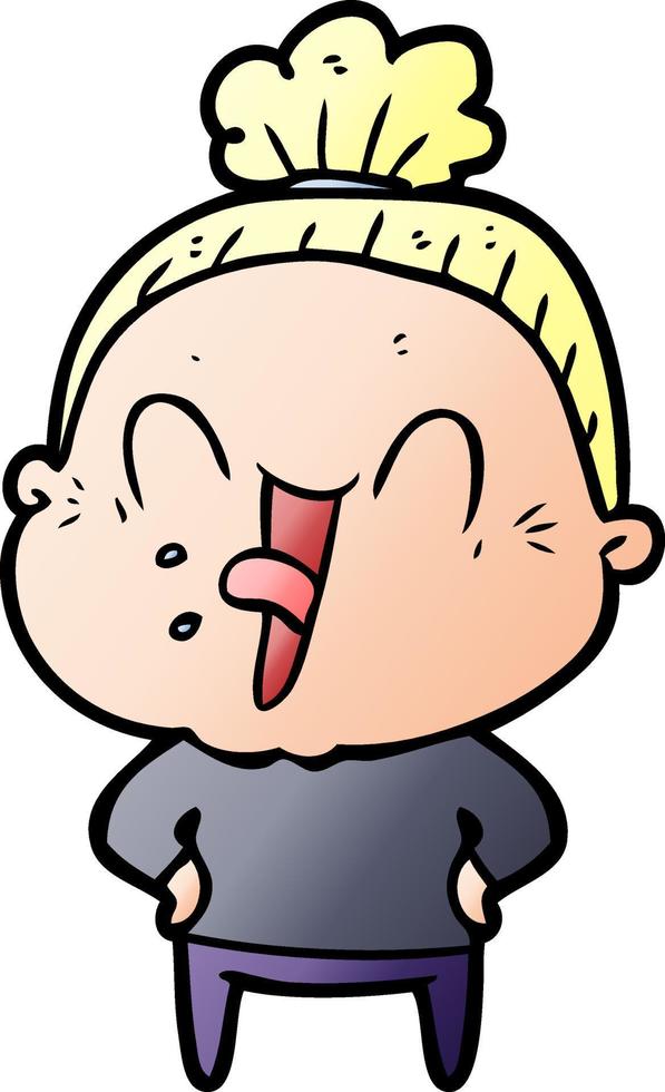 cartoon happy old woman vector