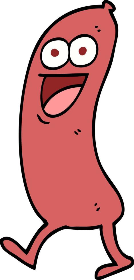 happy hand drawn doodle style cartoon sausage vector