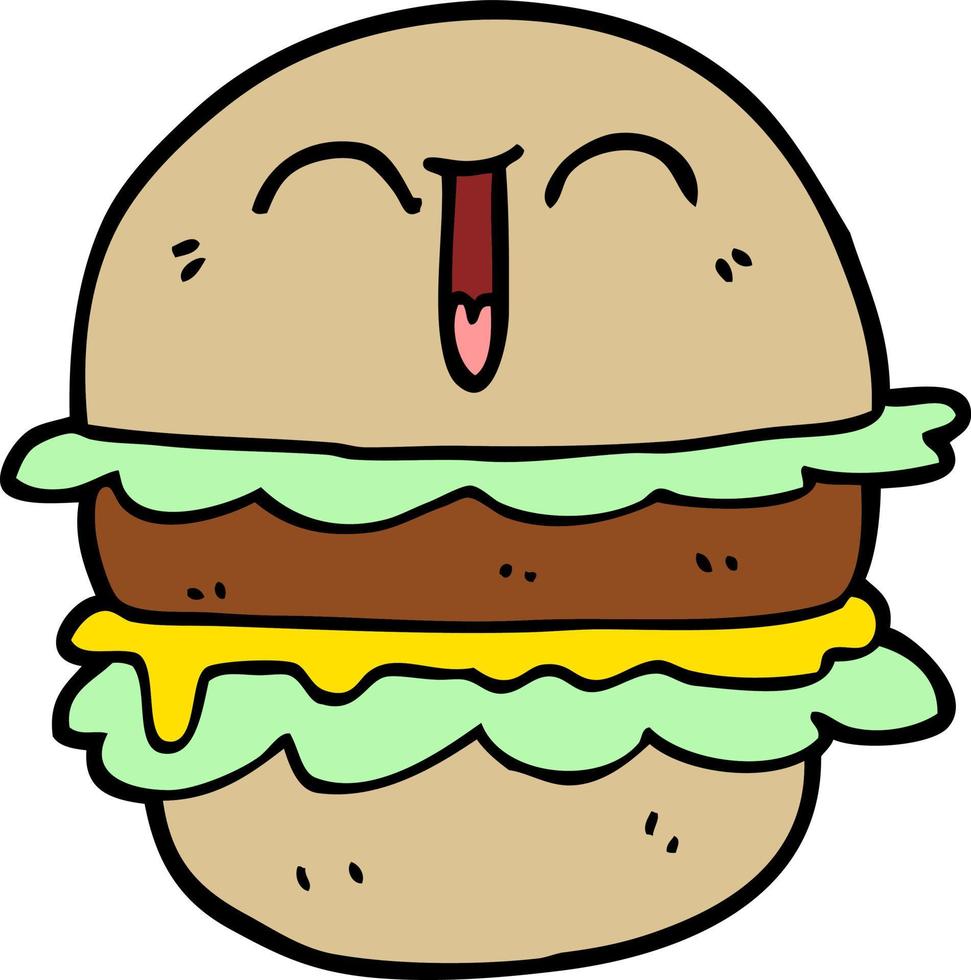 hand drawn doodle style cartoon burger vector
