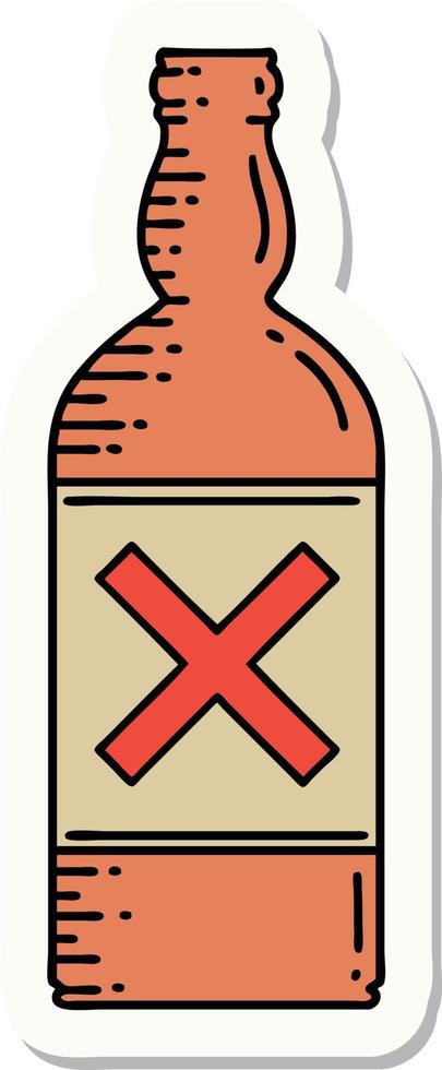 sticker of tattoo in traditional style of a bottle vector