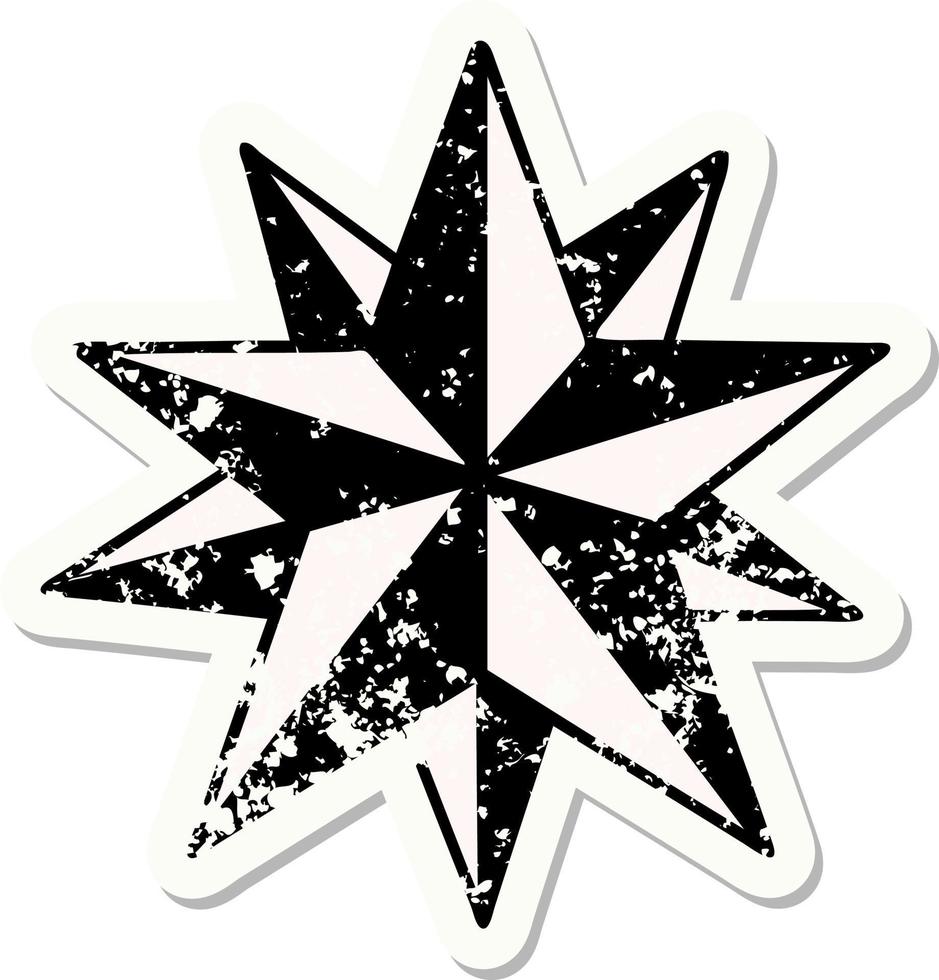 distressed sticker tattoo in traditional style of a star vector