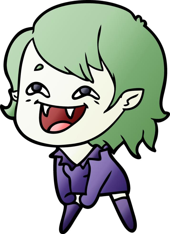 cartoon laughing vampire girl vector