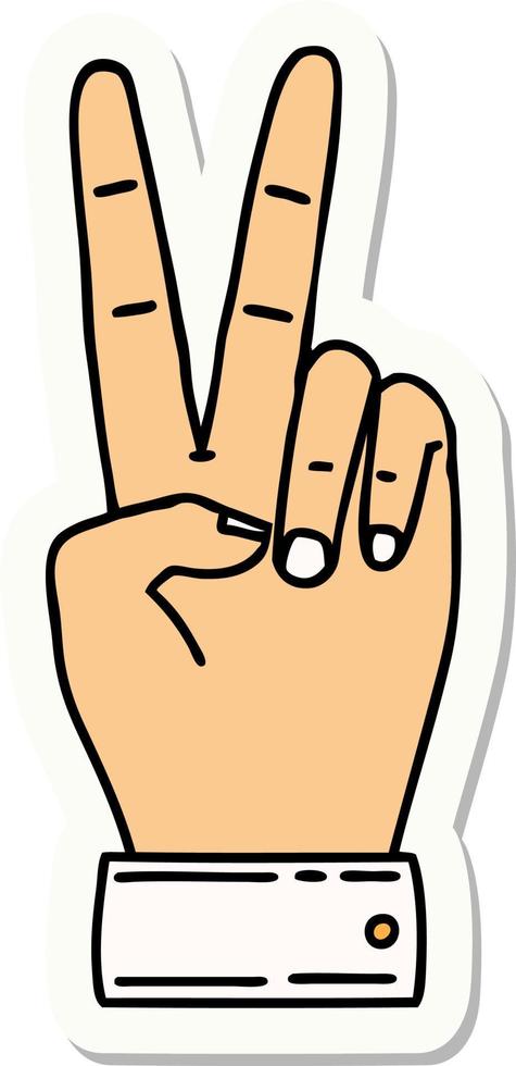 sticker of a peace symbol two finger hand gesture vector