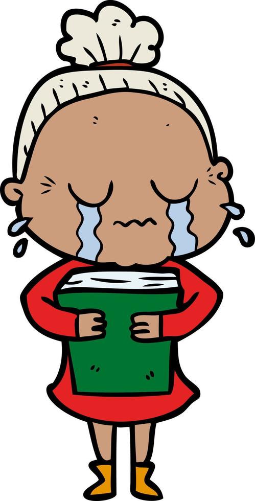cartoon crying old lady vector