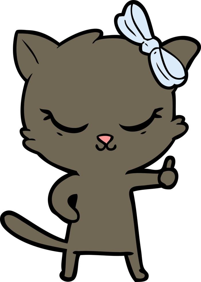 cute cartoon cat with bow vector