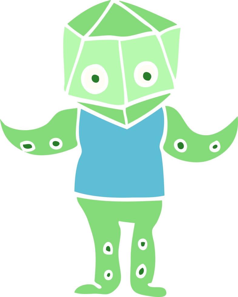 flat color illustration cartoon weird alien vector