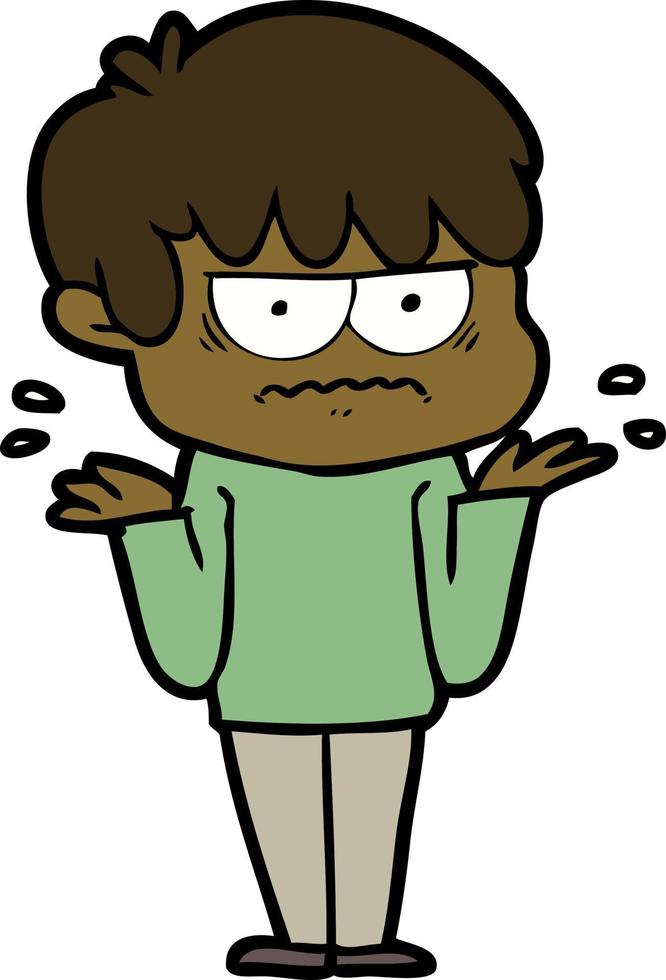 annoyed cartoon boy vector