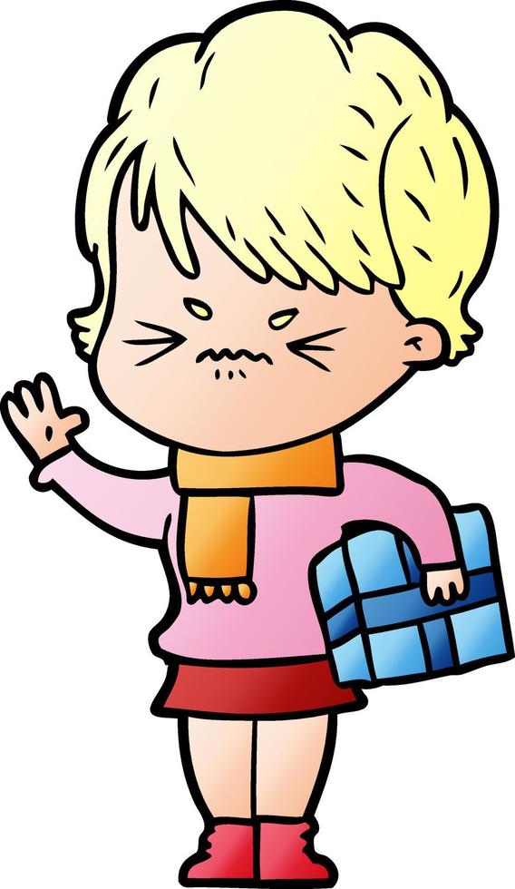 cartoon frustrated woman vector