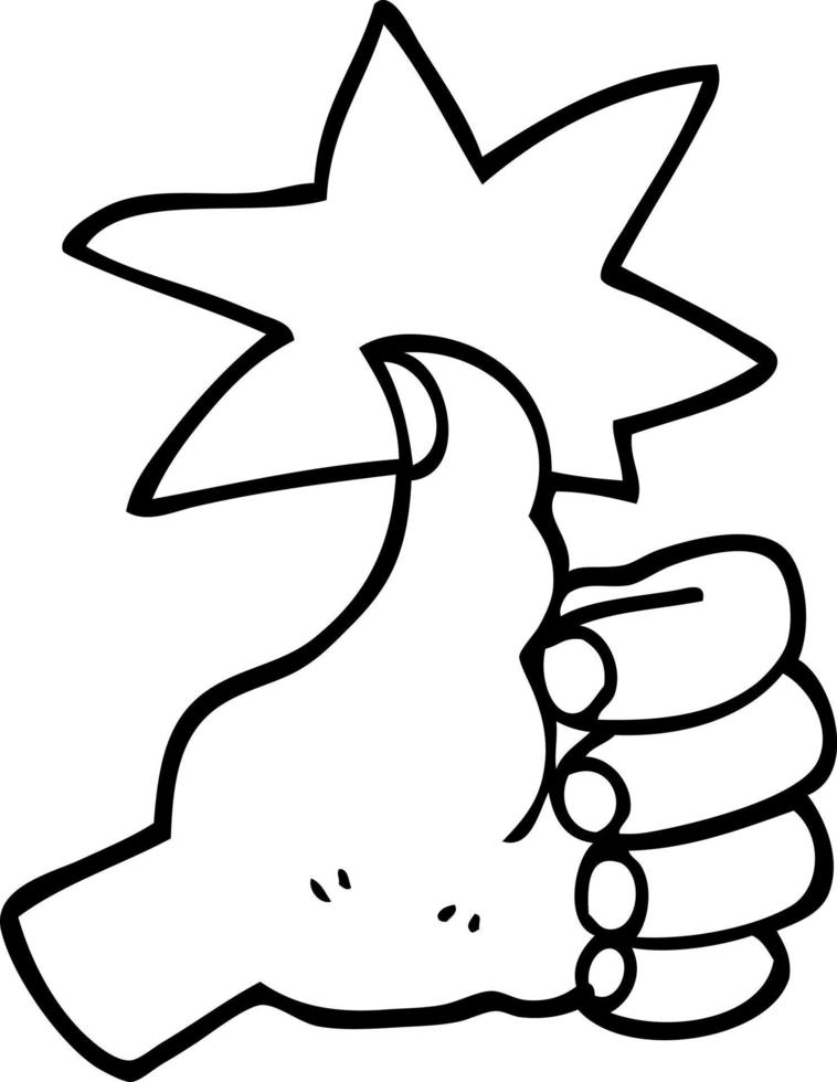 black and white cartoon thumbs up symbol vector