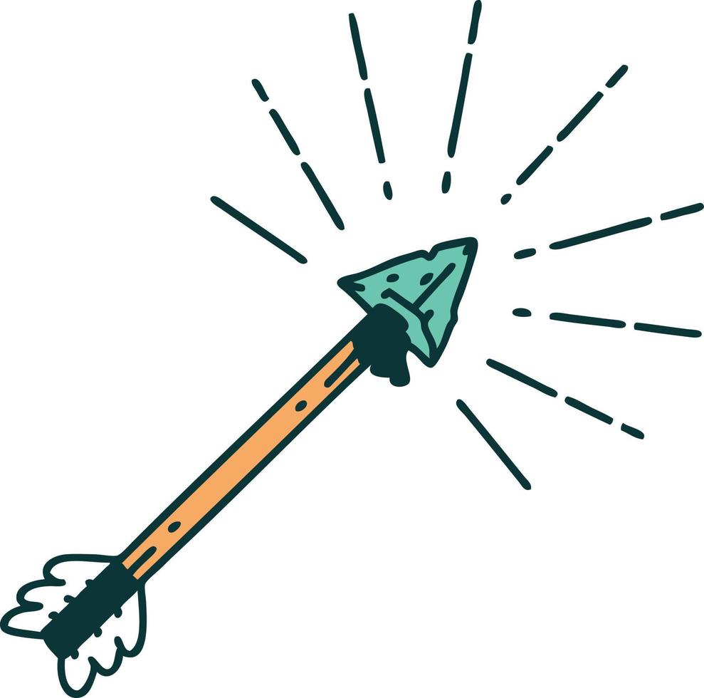 illustration of a traditional tattoo style old flint tip arrow vector