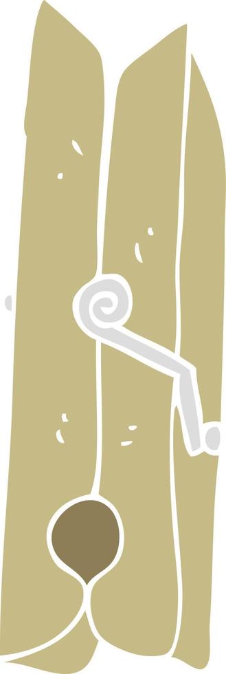 flat color illustration of wooden peg vector