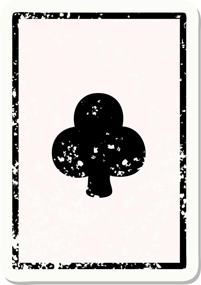 distressed sticker tattoo in traditional style of the ace of clubs vector