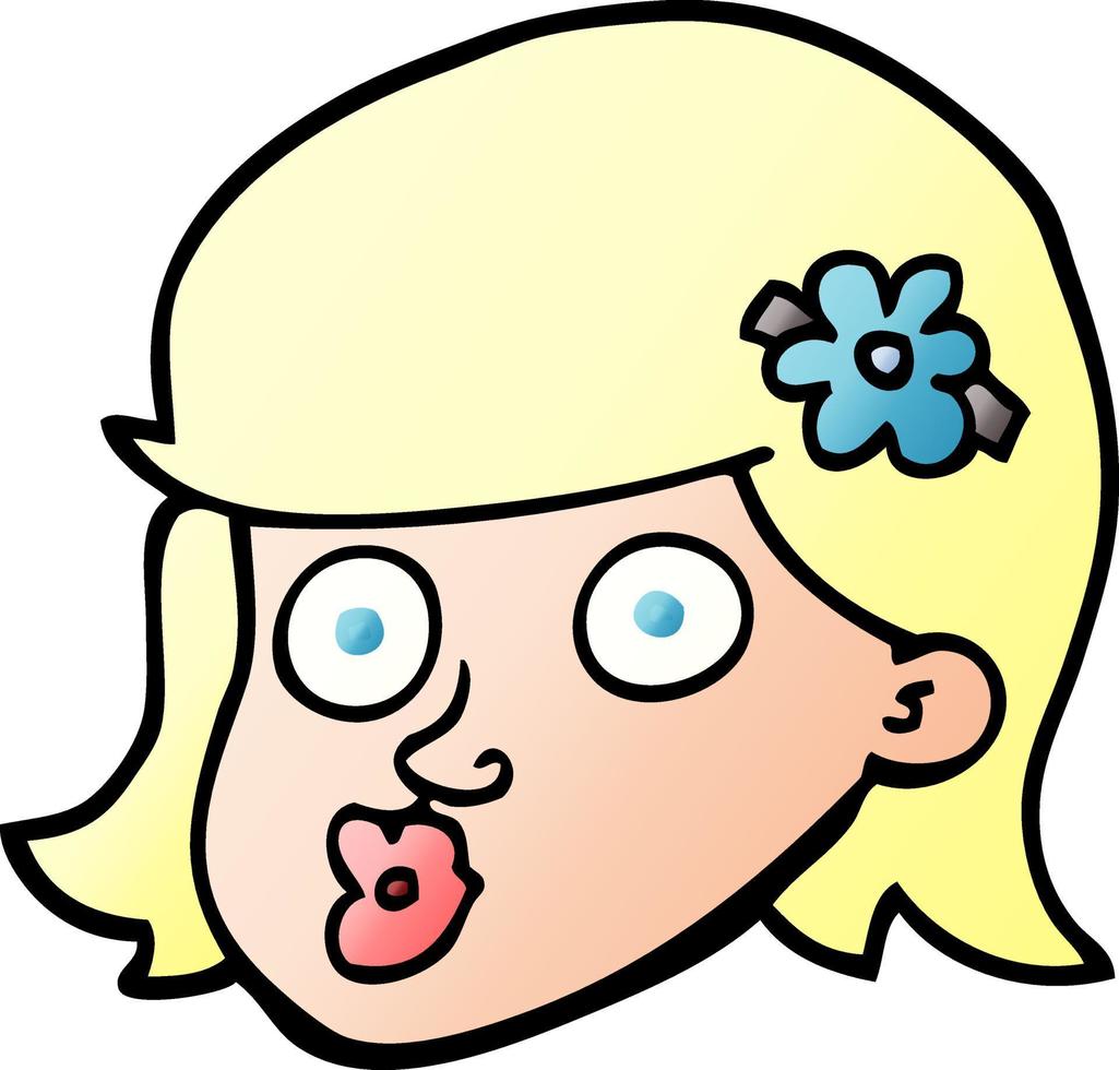 cara de dibujos animados de ilustración de degradado de vector de una niña