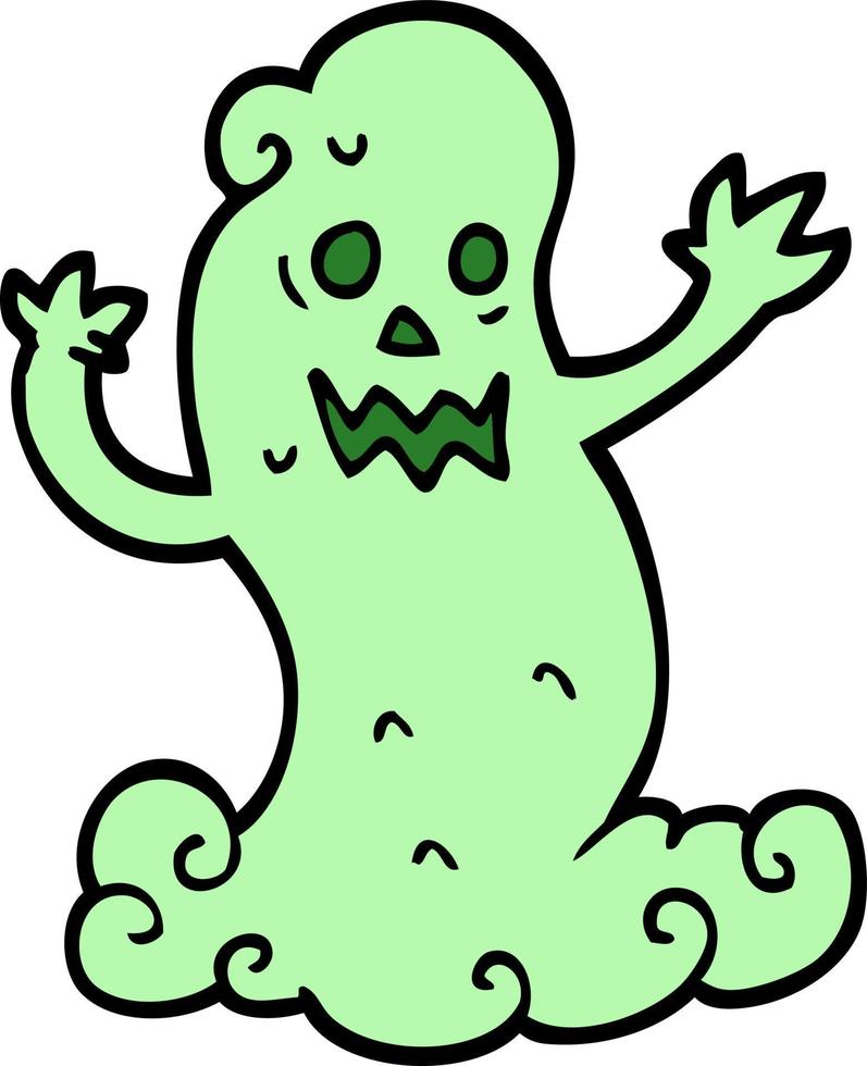 hand drawn doodle style cartoon spooky ghost vector
