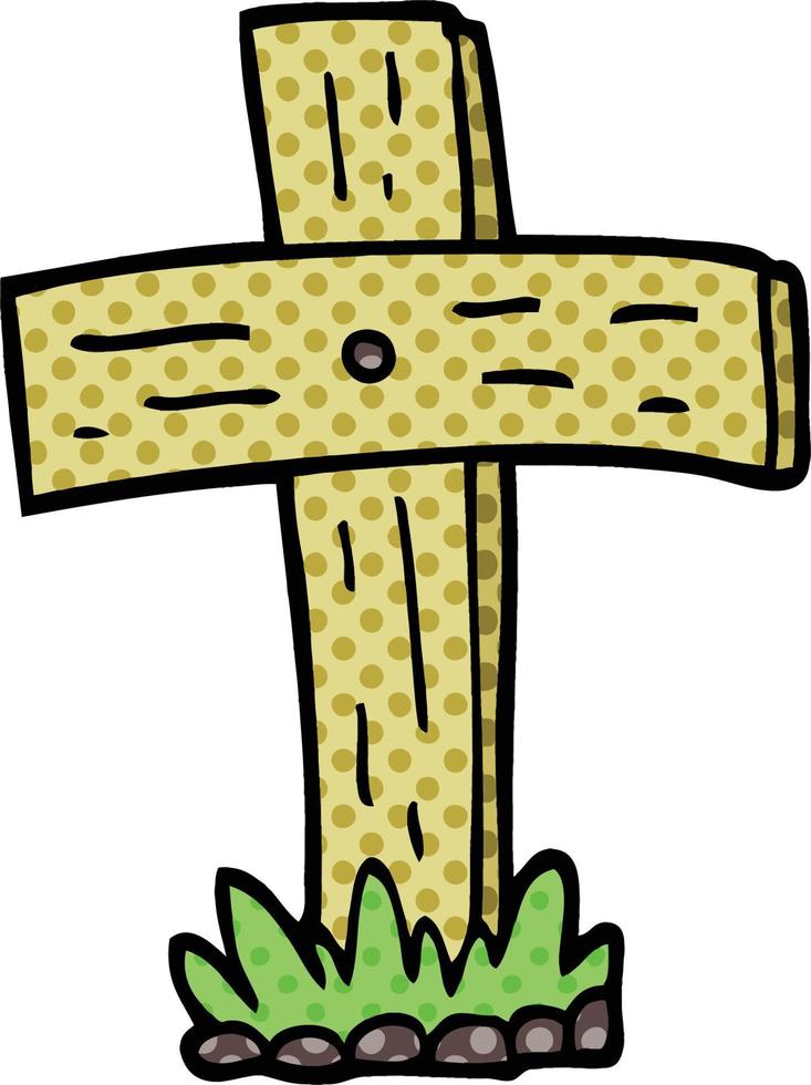 comic book style cartoon graveyard cross vector