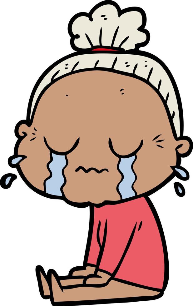 cartoon crying old lady vector