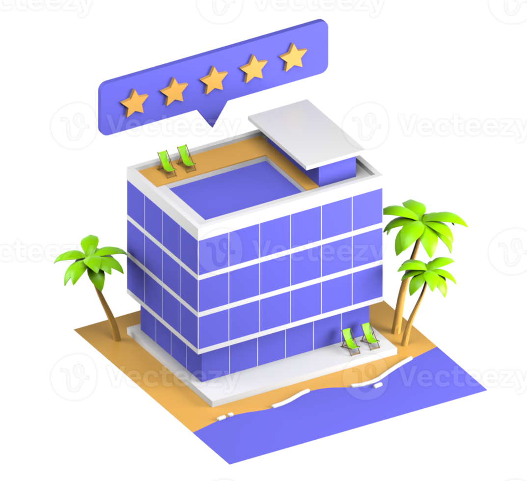 illustration d'icône 3d hôtel 5 étoiles png