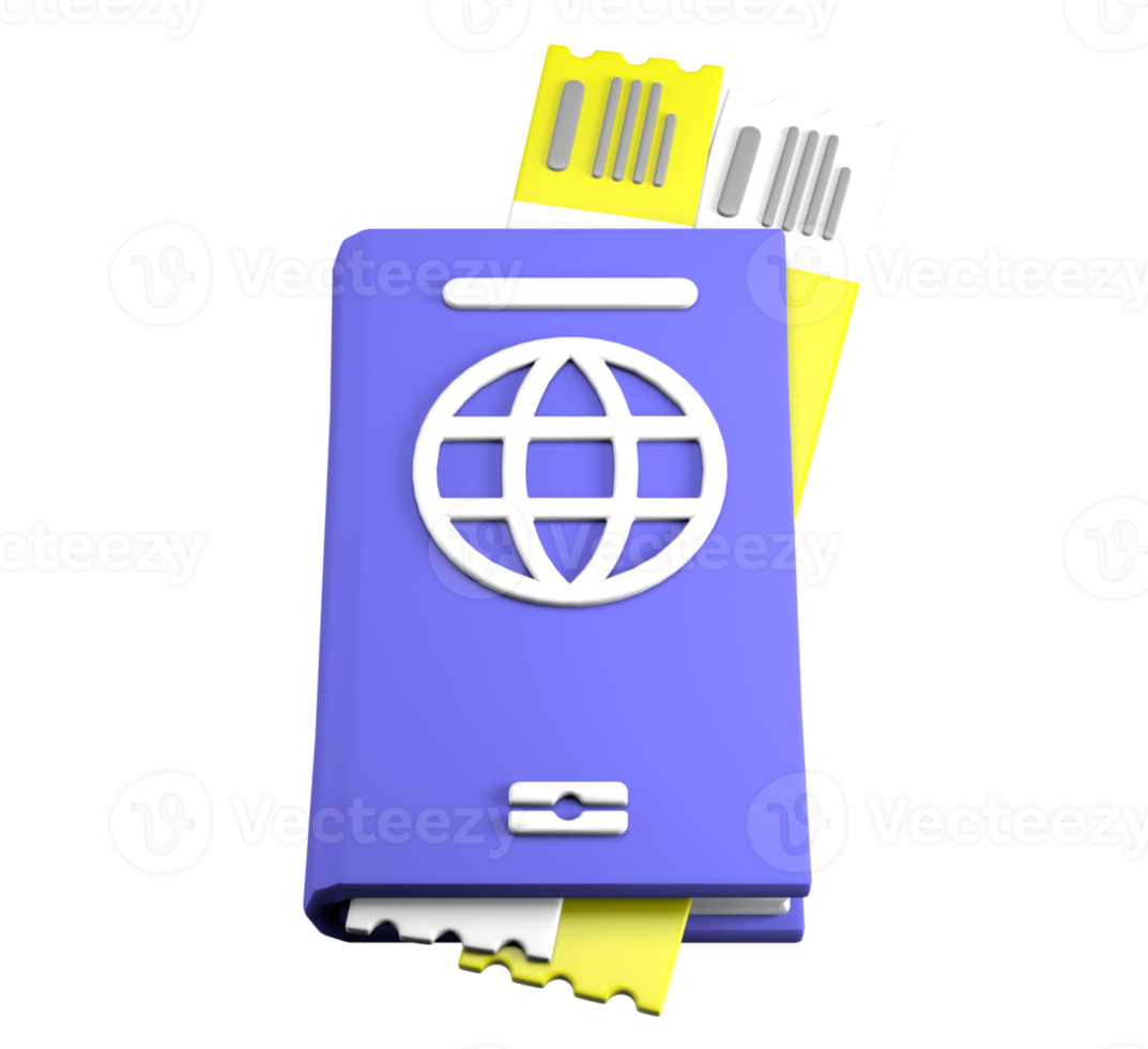 illustration de l'icône 3d du passeport bleu png