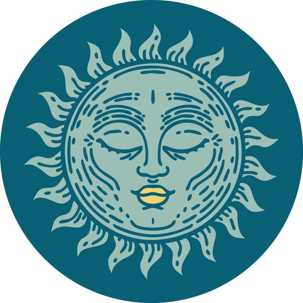 iconic tattoo style image of a sun vector