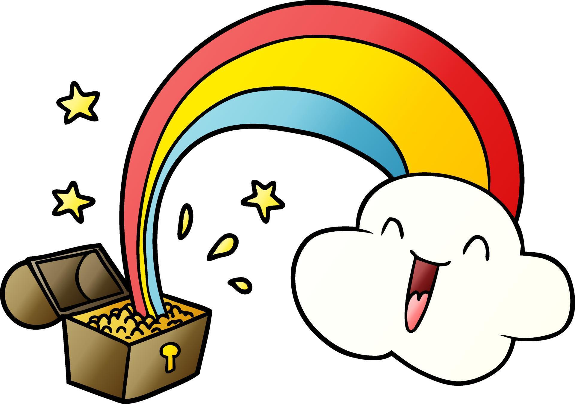 cartoon rainbow and pot of gold 12071680 Vector Art at Vecteezy