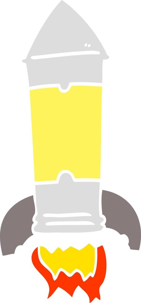 flat color illustration cartoon rocket vector
