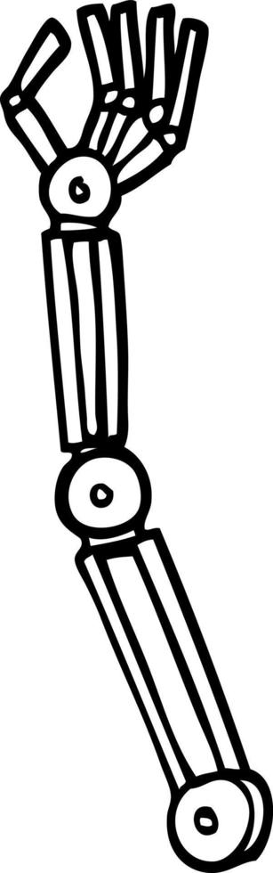 brazo robótico de dibujos animados en blanco y negro vector