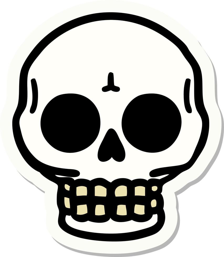 sticker of tattoo in traditional style of a skull vector