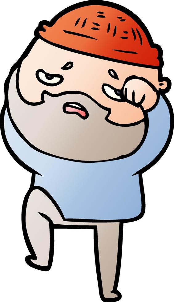 cartoon worried man with beard vector