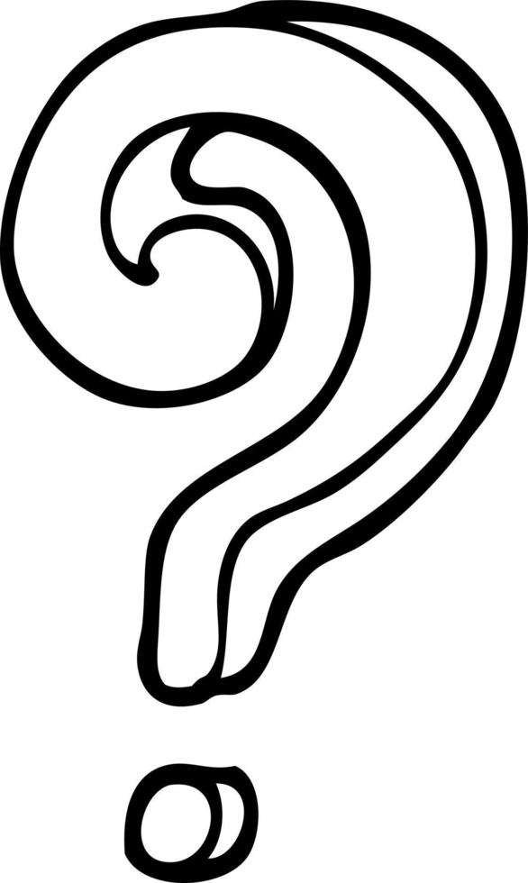 black and white cartoon question mark vector