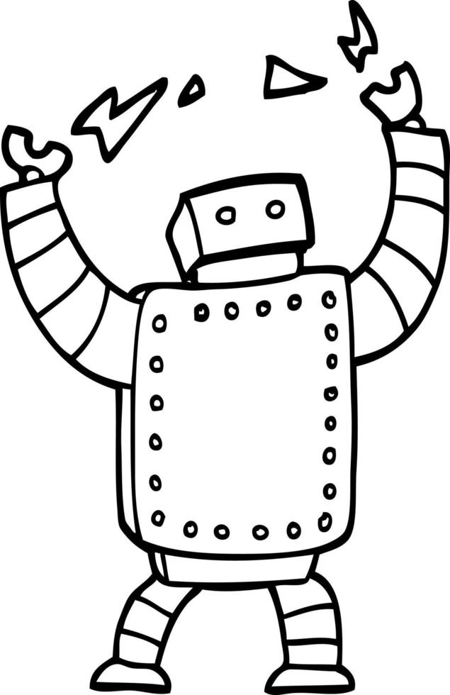 black and white cartoon giant robot vector