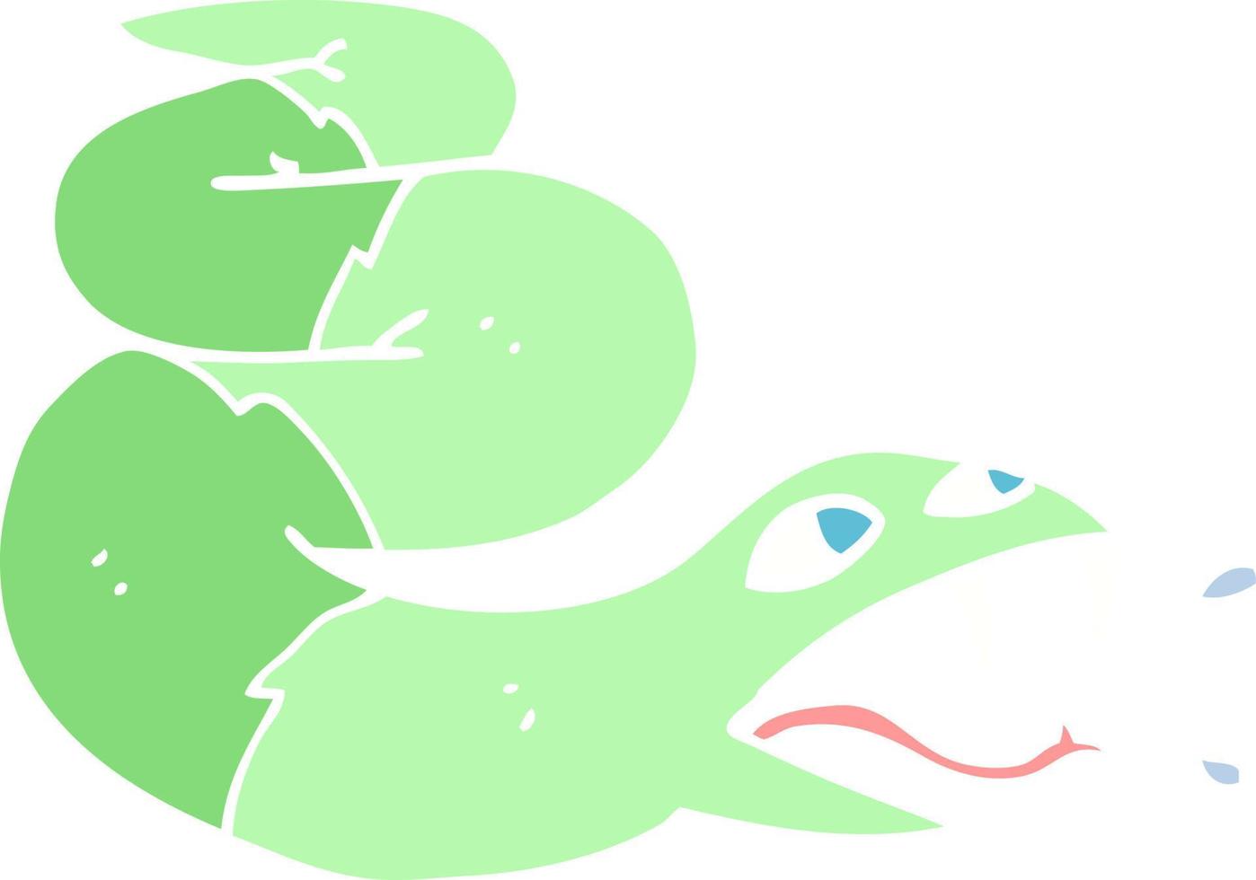 flat color illustration cartoon hissing snake vector