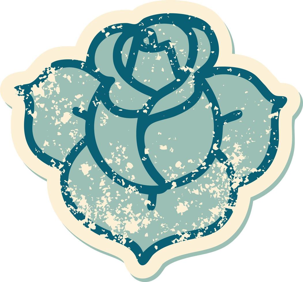 iconic distressed sticker tattoo style image of a flower vector