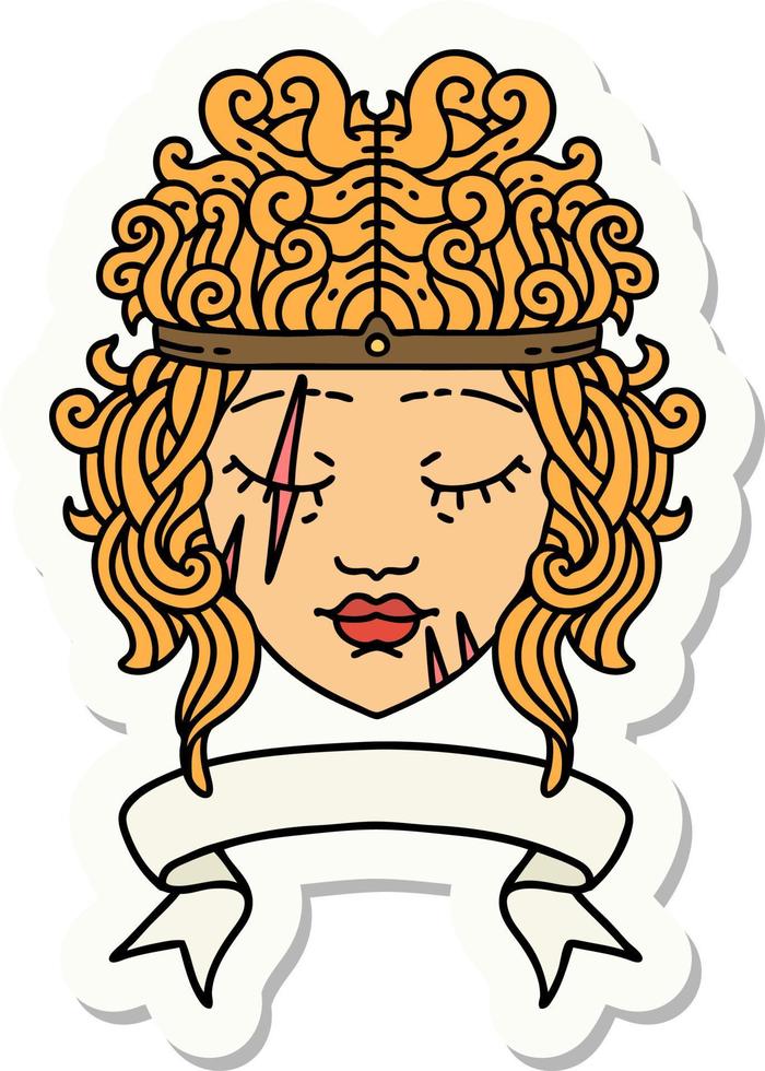 sticker of a human barbarian character with banner vector