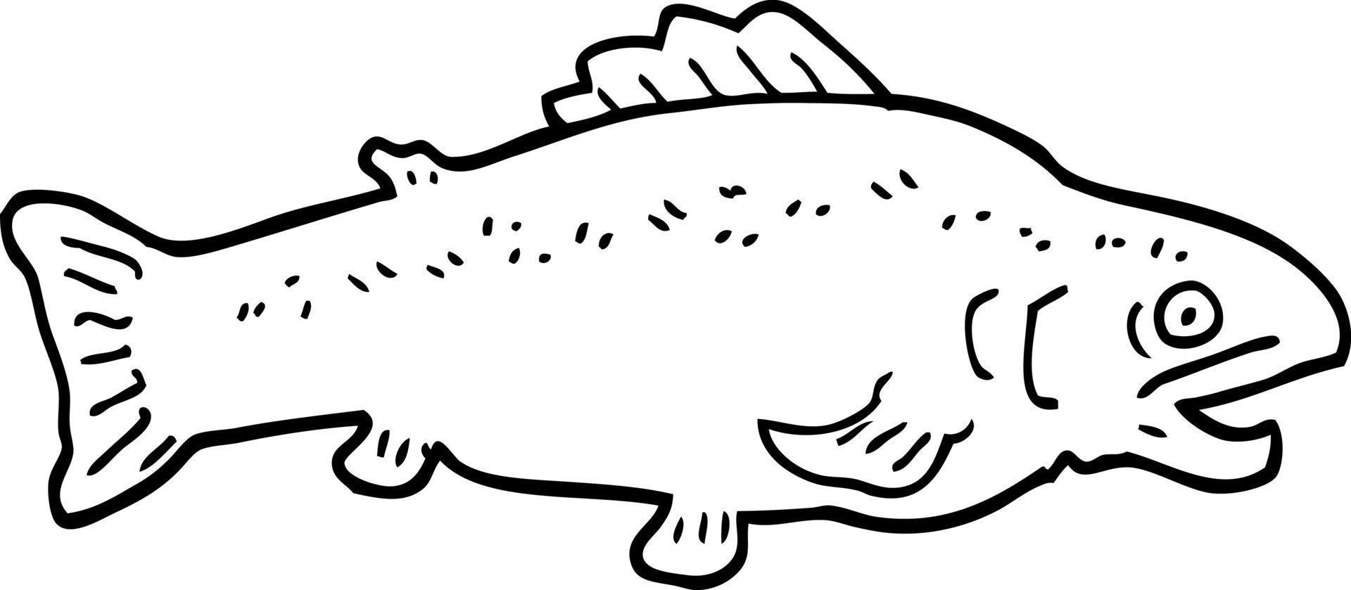 pez grande de dibujos animados en blanco y negro vector