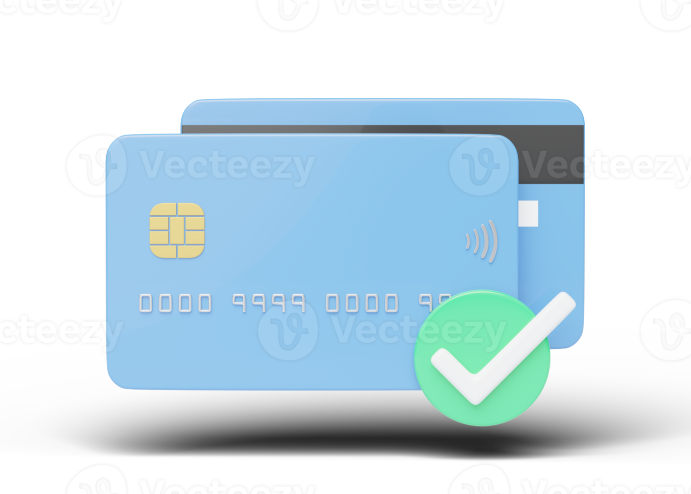 Credit card mockup floating with payment approved isolated on transparent. Mobile banking and Online service. Digital marketing, E commerce. Quick and easy shopping and retail concept. 3d render png