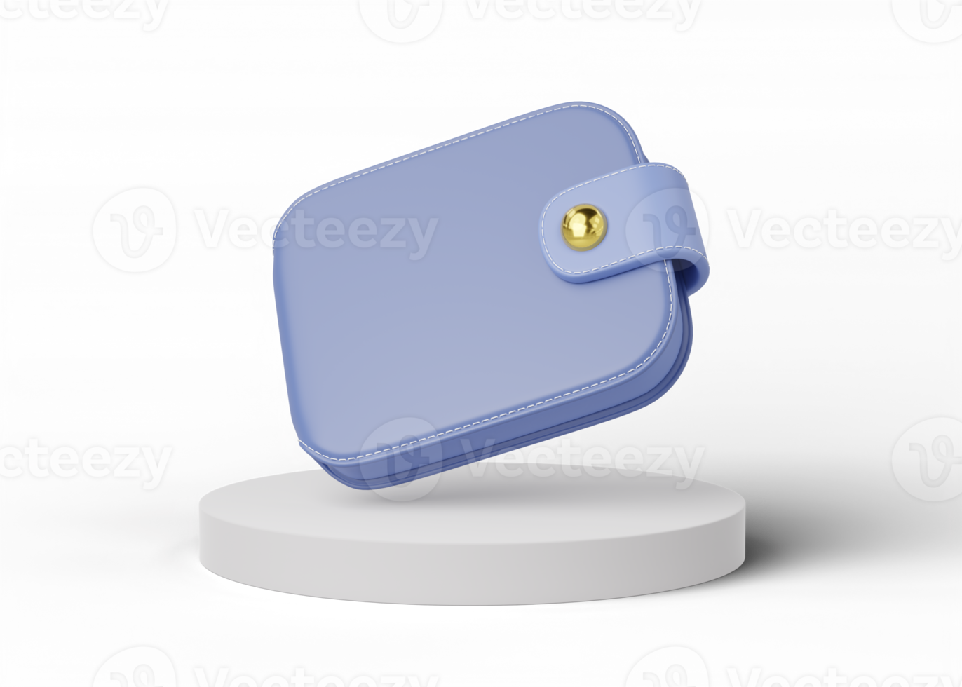 Dark blue wallet floating white cylinder podium on transparent. Mobile banking and Online payment service. Save dollar coin in money box. Saving money wealth and business financial concept. 3d render. png