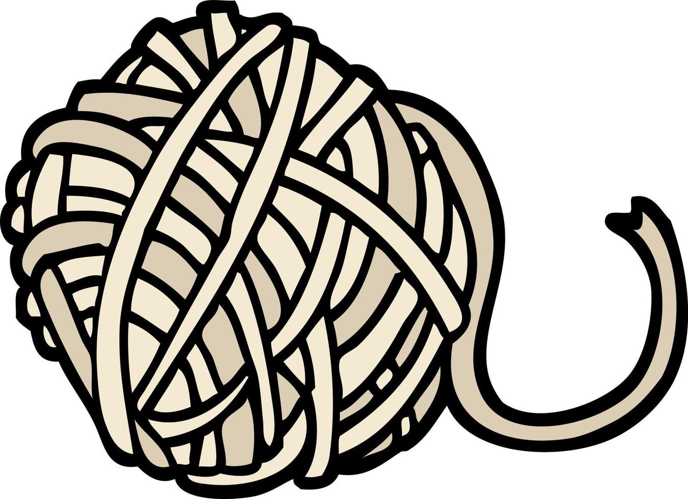 hand drawn doodle style cartoon ball of string vector