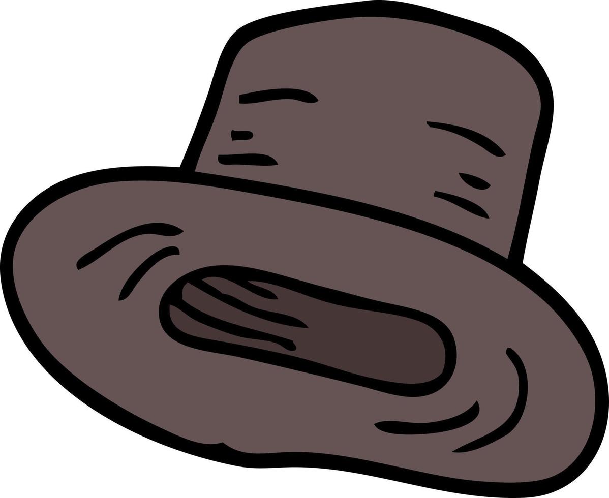 sombrero de copa de dibujos animados estilo doodle dibujado a mano vector